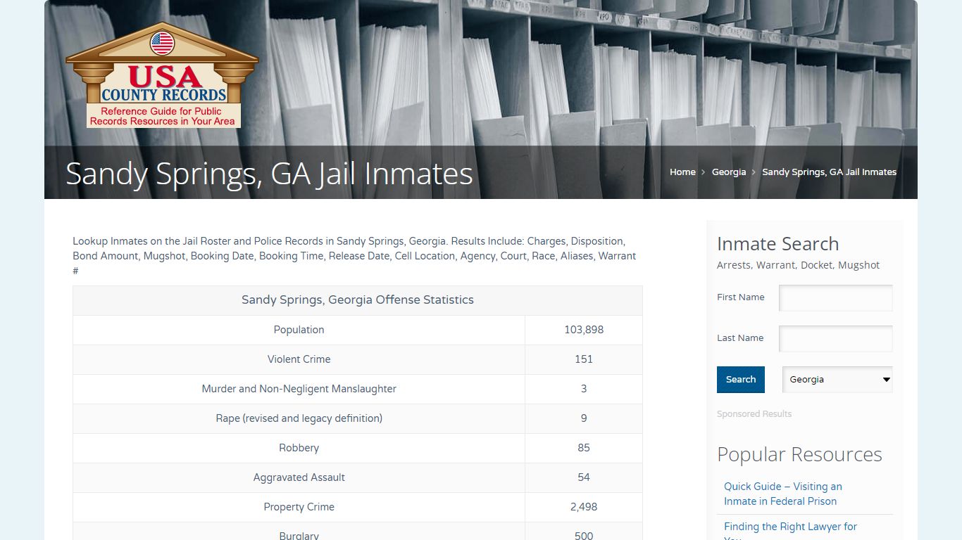 Sandy Springs, GA Jail Inmates | Name Search